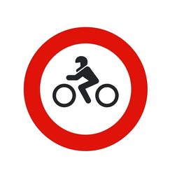 Señal de prohibición R-104: prohibida a motocicletas