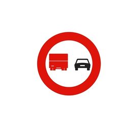 Señal de prohibición R-306: prohibido adelantar para camiones