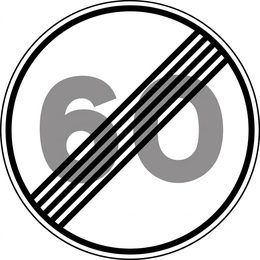Señal de prohibición R-501: fin del límite de velocidad