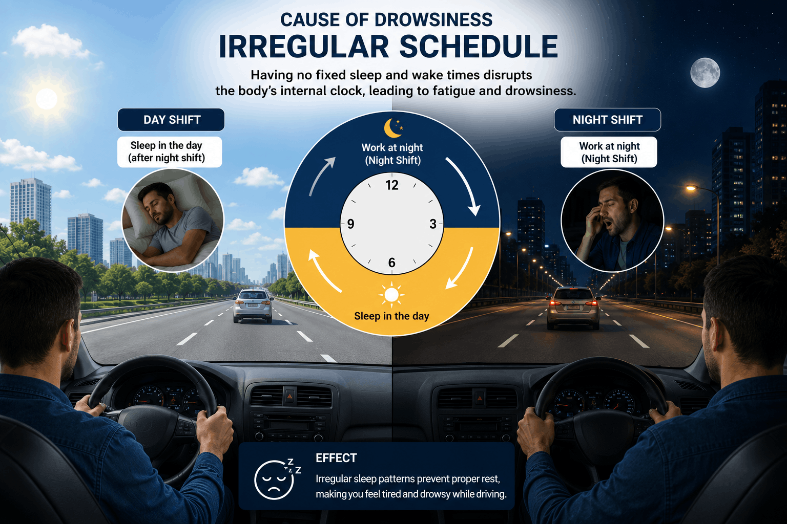 A calendar with disrupted sleep schedule or a night-shift worker