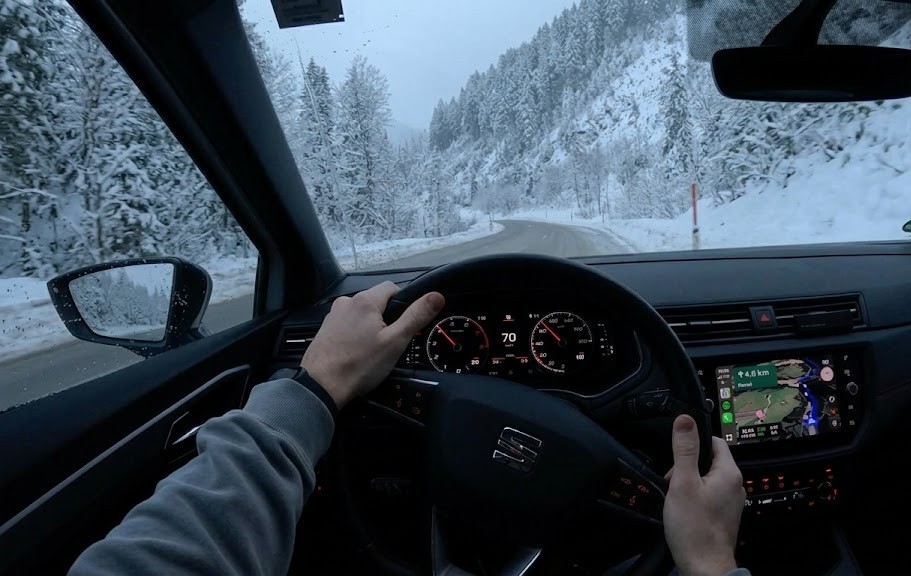 A car sliding on an icy road