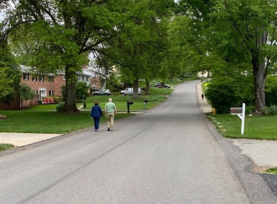 A pedestrian walking on the left-hand side of an interurban road