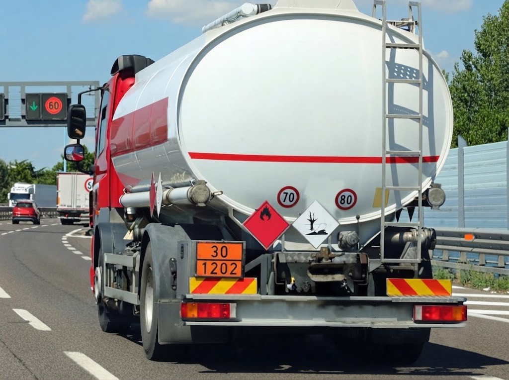 Question image: By how much is the maximum speed reduced for vehicles carrying dangerous goods?