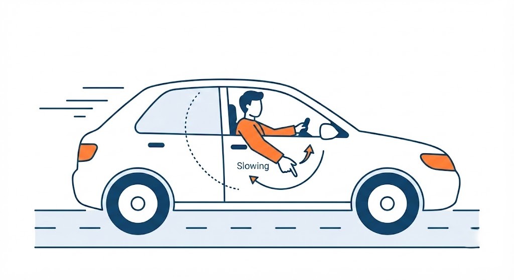 Question image: If a driver's brake lights are not functioning, what signal must they use when s