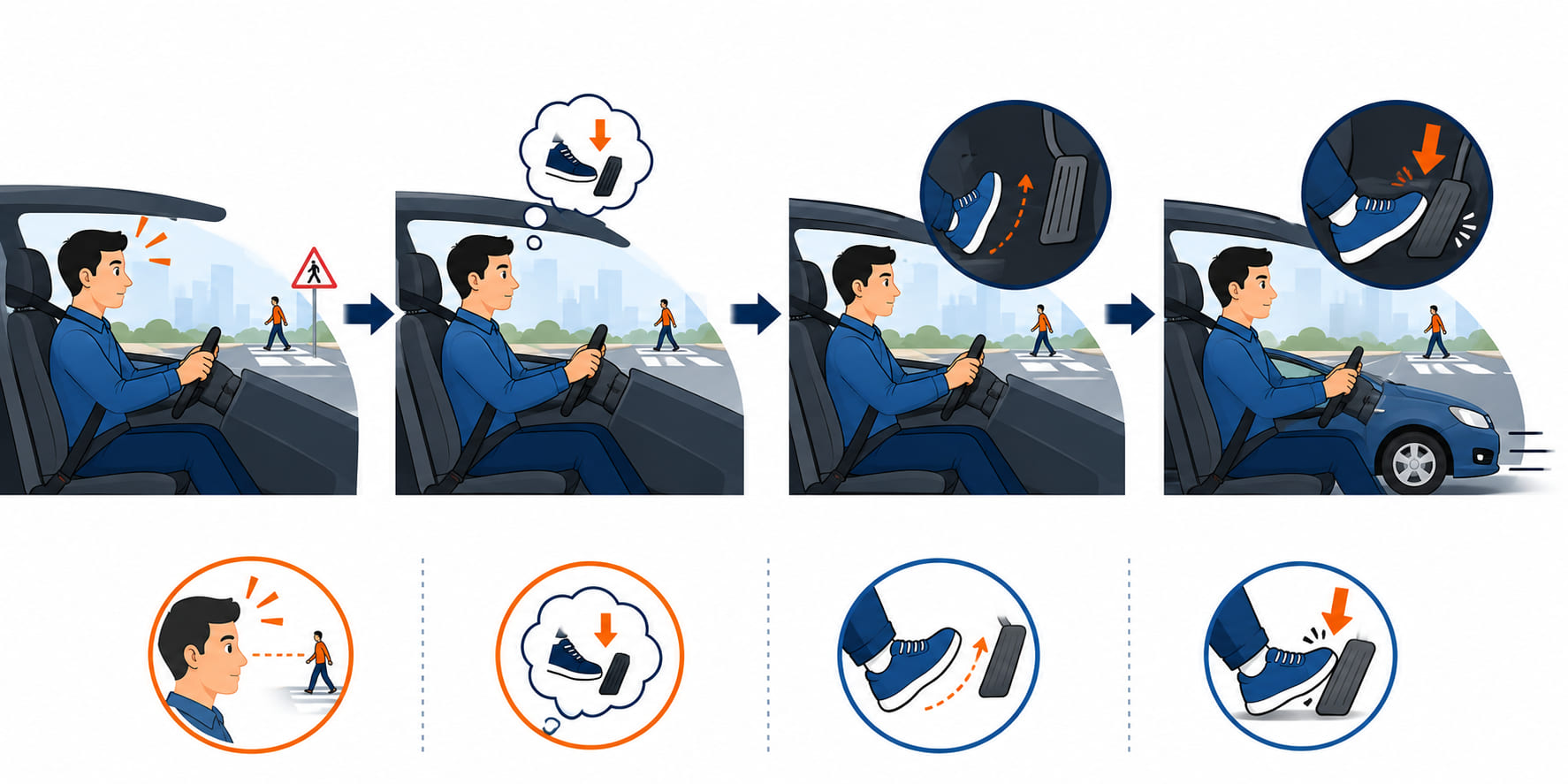Question image: What is the typical reaction time for a driver responding to an unexpected event