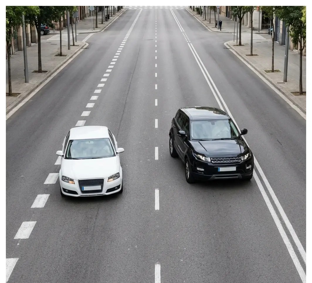 Question image: Overtaking is prohibited when the manoeuvre would require: