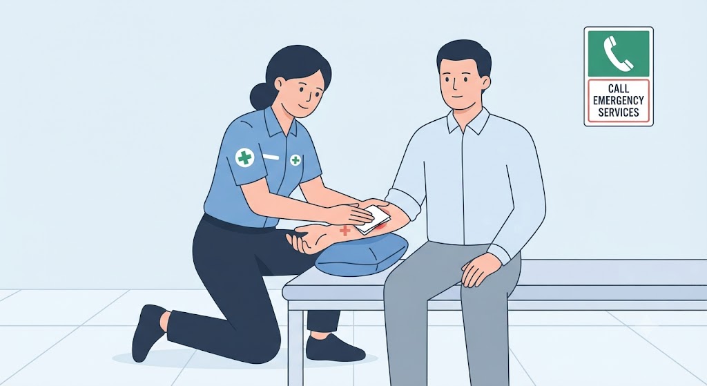 Question image: For heavy bleeding from a casualty arm, the most effective action is…
