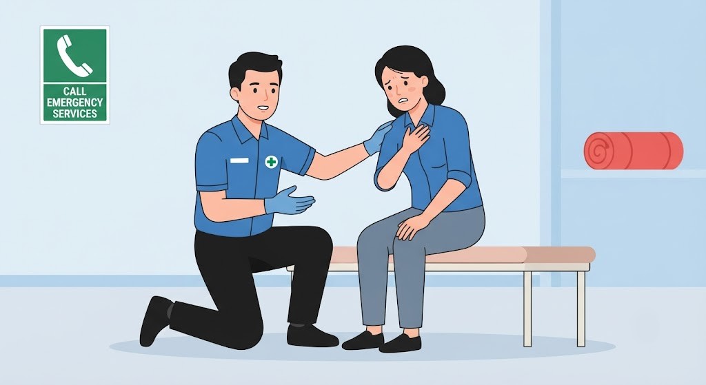 Question image: If a casualty is conscious but breathing with difficulty, you should…