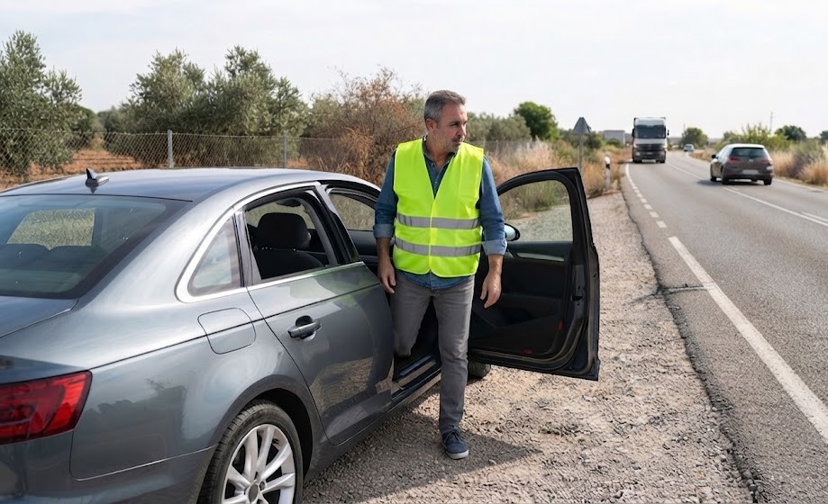 Imagen de la pregunta: ¿Es obligatorio el chaleco reflectante en caso de avería fuera de poblado?