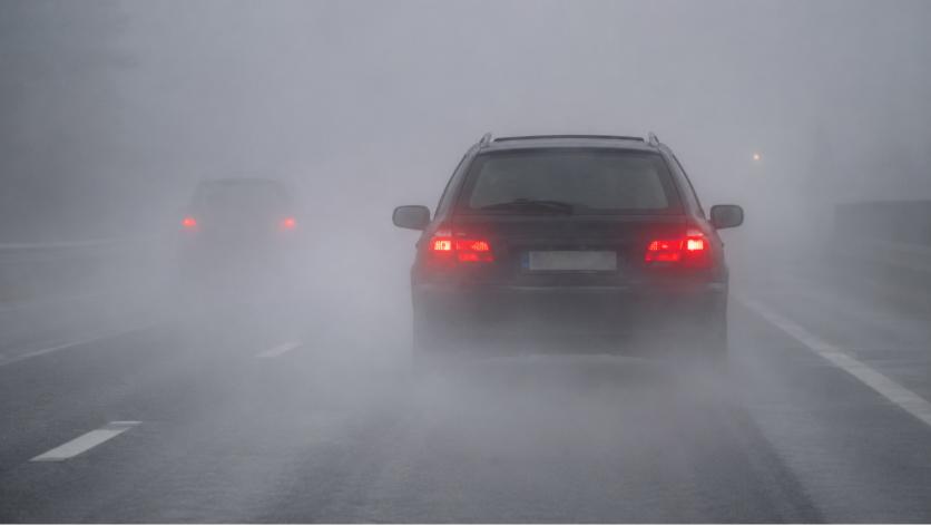 Question image: After driving through a stretch of dense fog with the rear fog light on, visibil