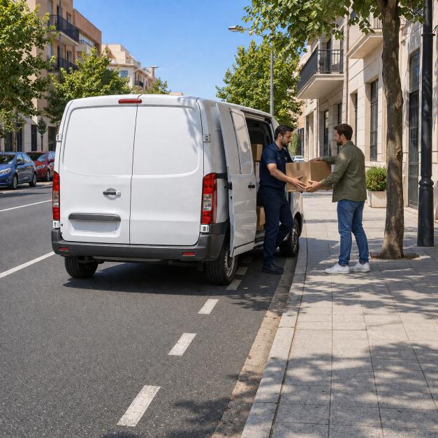 Question image: When goods must be loaded or unloaded on the road, it must be done: