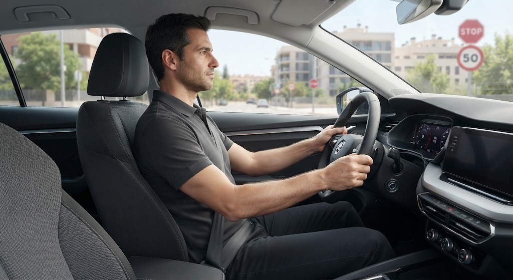 Question image: What minimum distance should be kept between the driver's chest and the steering