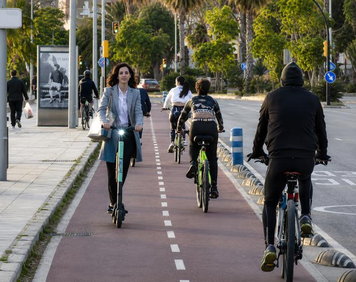 Question image: When must cyclists ride in single file on the shoulder?