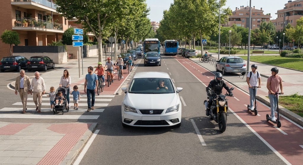 Question image: According to Spanish law, who are considered vulnerable road users?