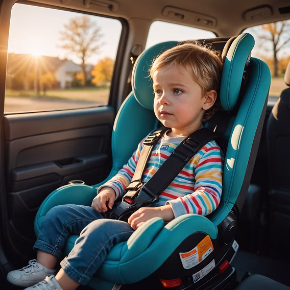 Question image: As a general rule, where must children shorter than 135 cm travel?