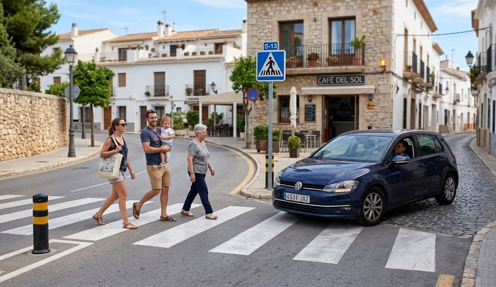 Question image: A driver must give way to pedestrians, besides at zebra crossings, when: