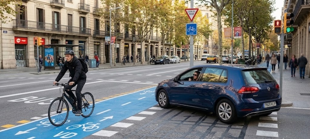 Question image: When must a driver yield to cyclists?