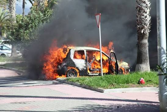 Question image: If a fire breaks out in a crashed vehicle, what must NOT be used to put it out?