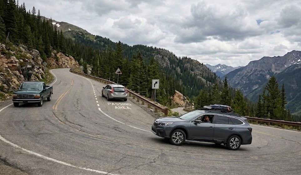 Question image: On a steep slope of more than 7%, which vehicle has priority?