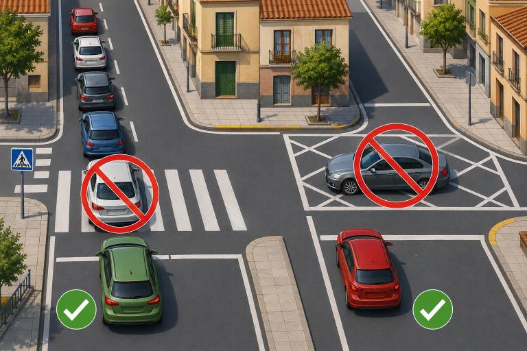 Question image: Because of a traffic jam, where must a driver not stop?