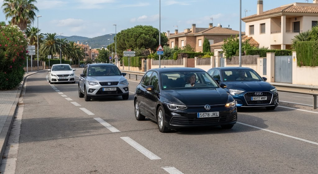 Question image: If the vehicle behind gets too close (tailgating you), what should you do?