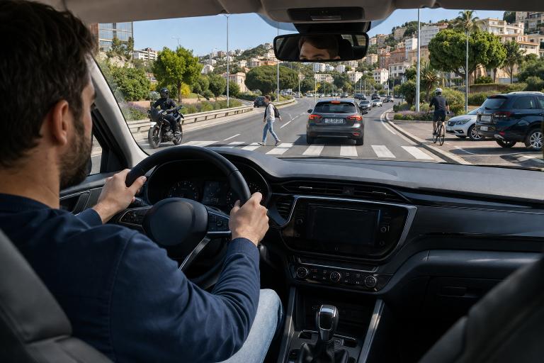 Question image: Which of the following systems is mandatory in new EU vehicles since July 2022?