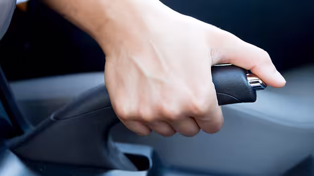 Question image: In the event of a total service-brake failure, what is the correct action?