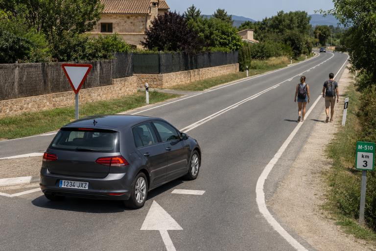 Question image: When pedestrians walk on the shoulder because there is no pavement, what must th