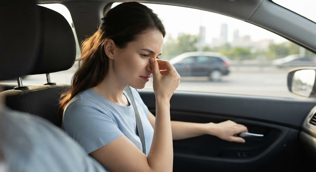 Question image: For a nosebleed in a conscious person, what is the recommended position?