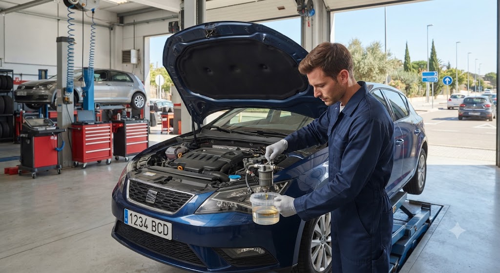 Question image: In some diesel vehicles, what specific maintenance task may be required in the f