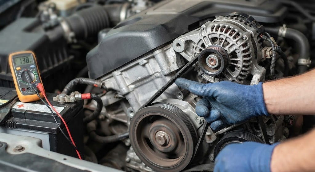 Question image: Which component charges the battery while the engine is running?