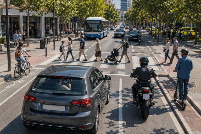 Question image: When a group of people is crossing the road as a unit, the driver must:
