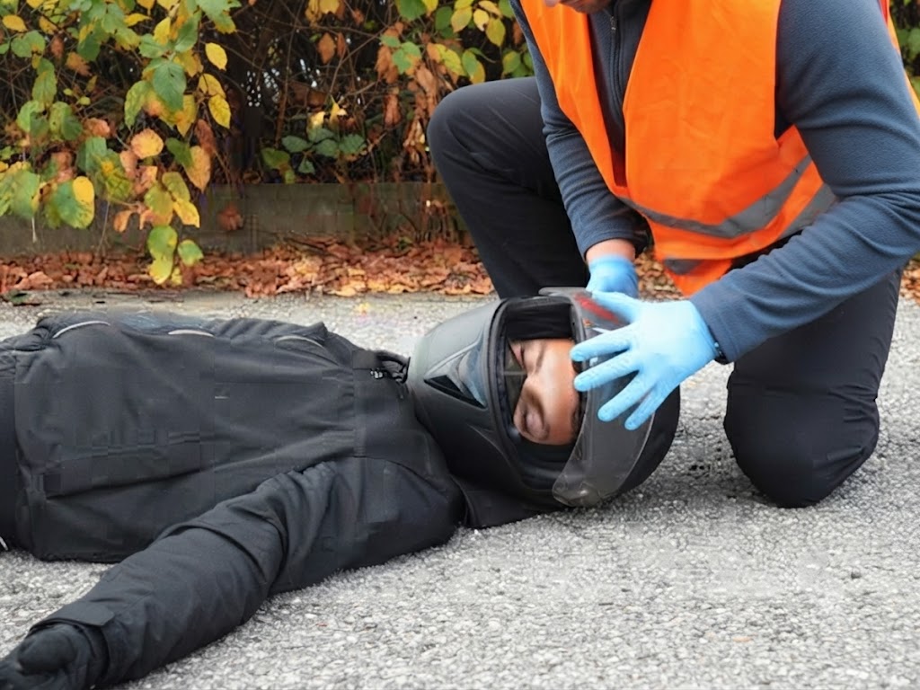 Question image: When is it justified to remove the helmet from an injured motorcyclist?