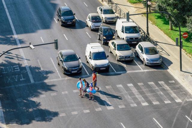 Question image: When stopping at a traffic light or in a jam, what gap should you leave from the
