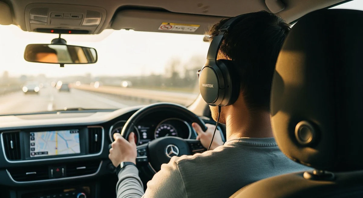 Question image: Is it permitted to use headphones while driving?