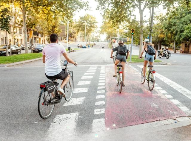 Question image: In which of these cases does the cyclist have priority?