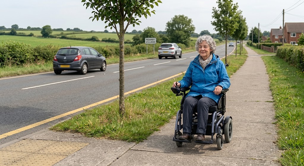 Question image: Where may people in wheelchairs travel?